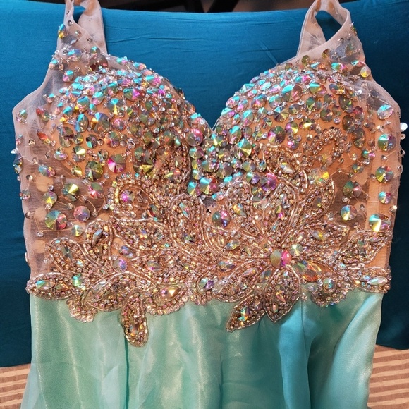Blue Crystal Prom Dress - Picture 1 of 8